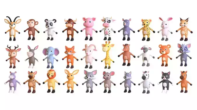 High-Quality 3D Cute Animal Character Pack 01 Low-poly 3D model High-Quality 3D Cute Animal Character Pack 01 Low-poly 3D model
