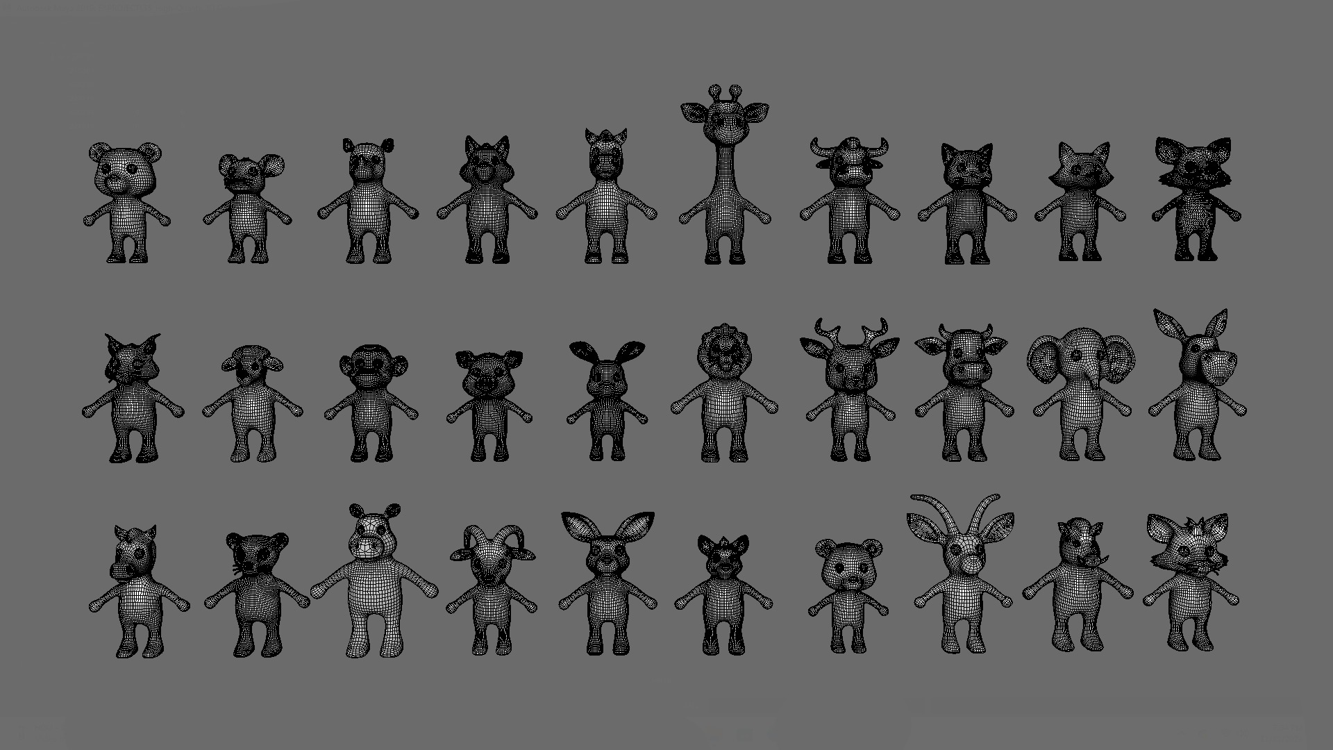 High-Quality 3D Cute Animal Character Pack 01 Low-poly 3D model_32