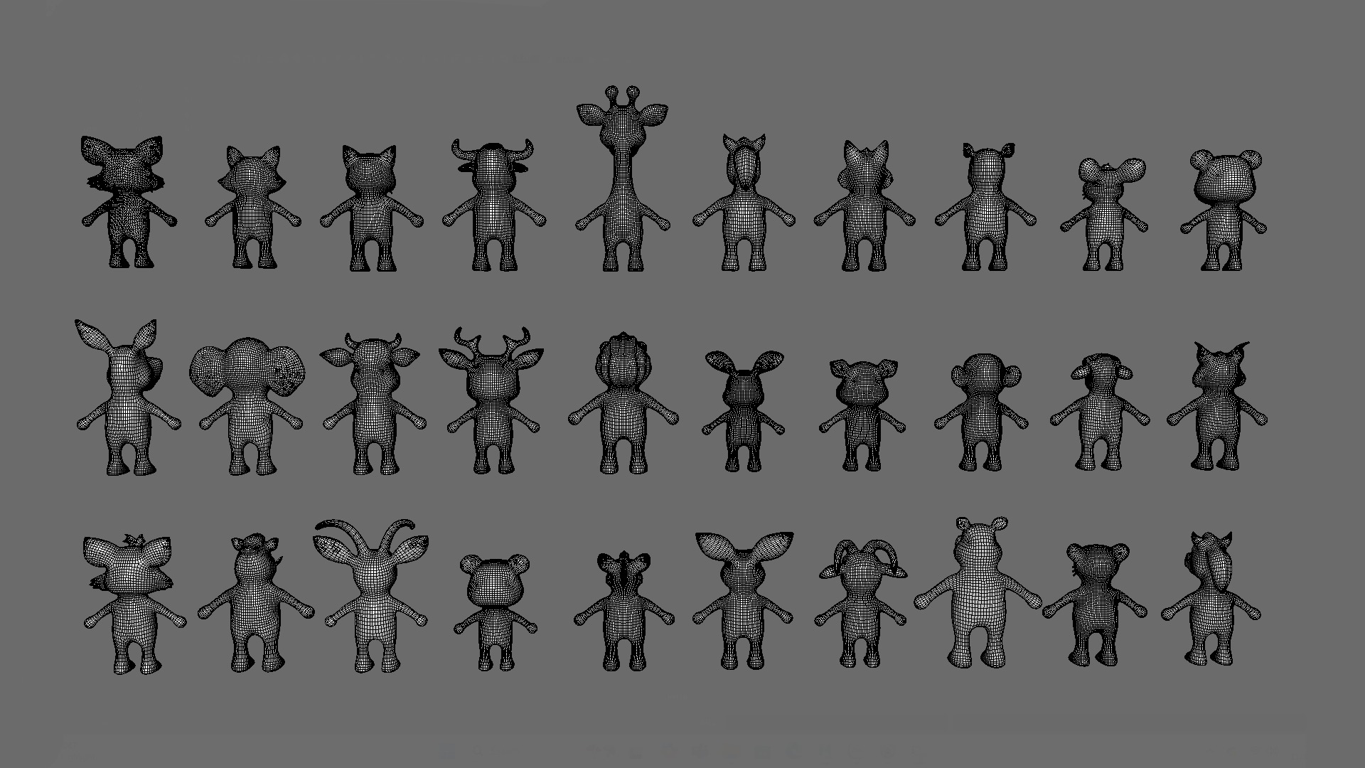 High-Quality 3D Cute Animal Character Pack 01 Low-poly 3D model_33