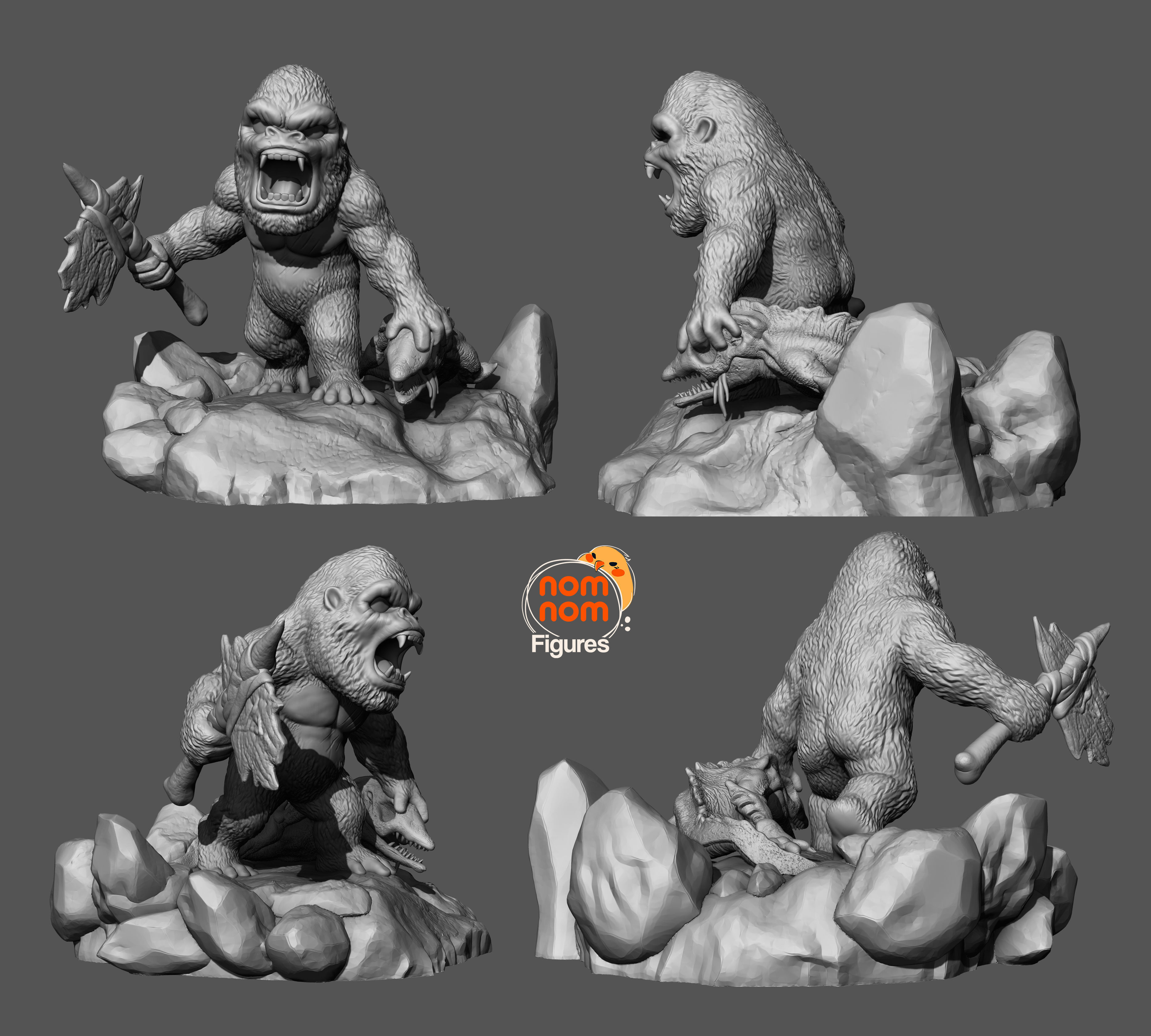 Chibi Kong VS Godzilla 3D print model_3