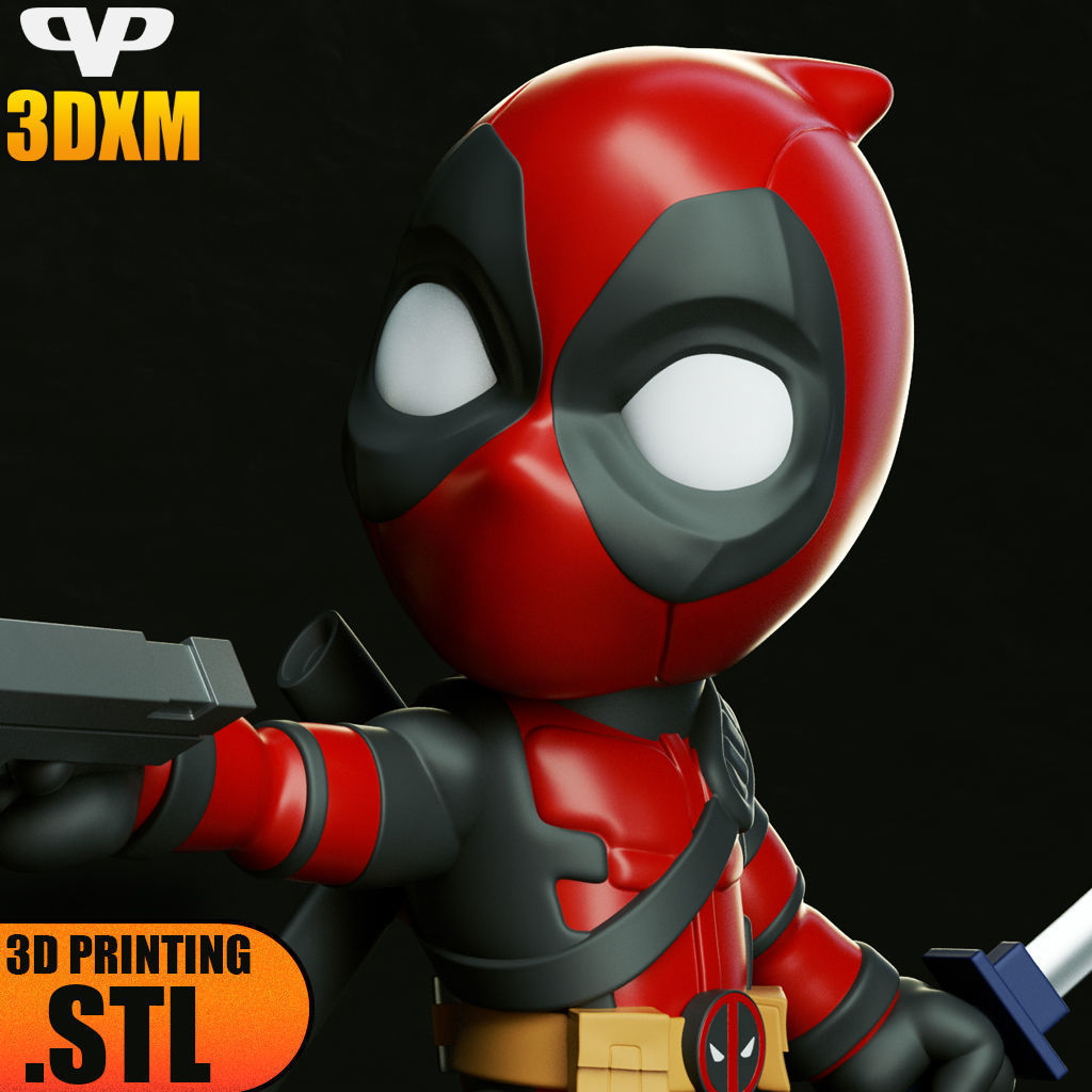 Deadpool Chibi STL for 3D Printing ChibiSTL 3DXM 3D model 3D printable |  CGTrader, image size:1024x1024