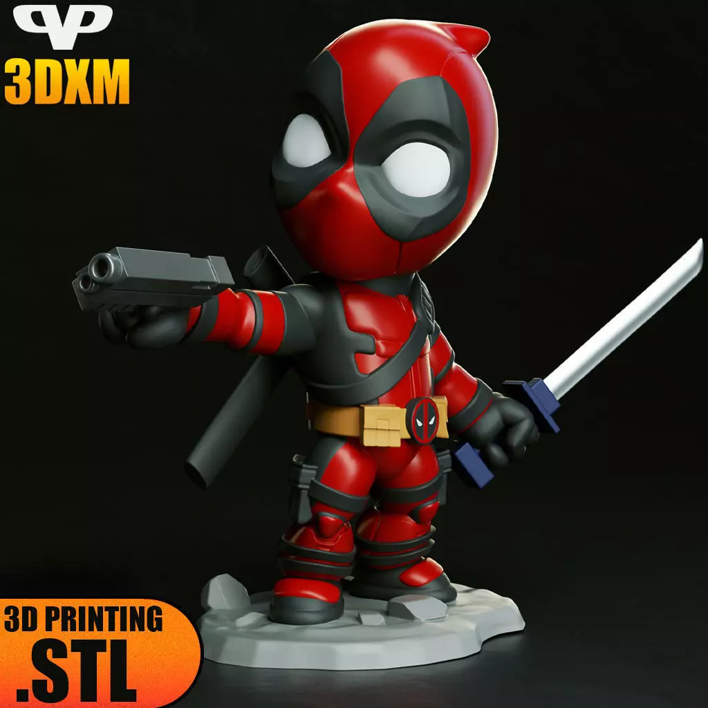 Deadpool Chibi STL for 3D Printing ChibiSTL 3DXM 3D model 3D printable |  CGTrader, image size:1024x1024
