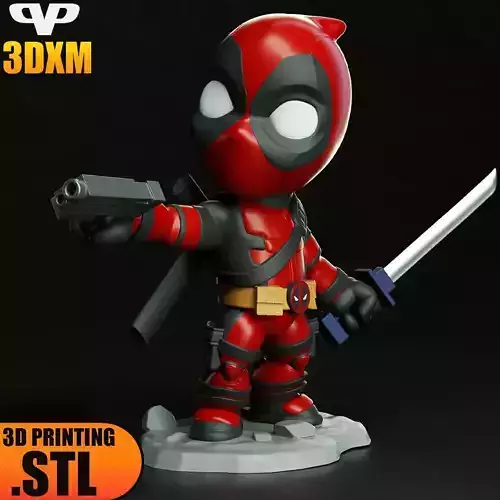 Deadpool Chibi STL for 3D Printing ChibiSTL 3DXM 3D print model