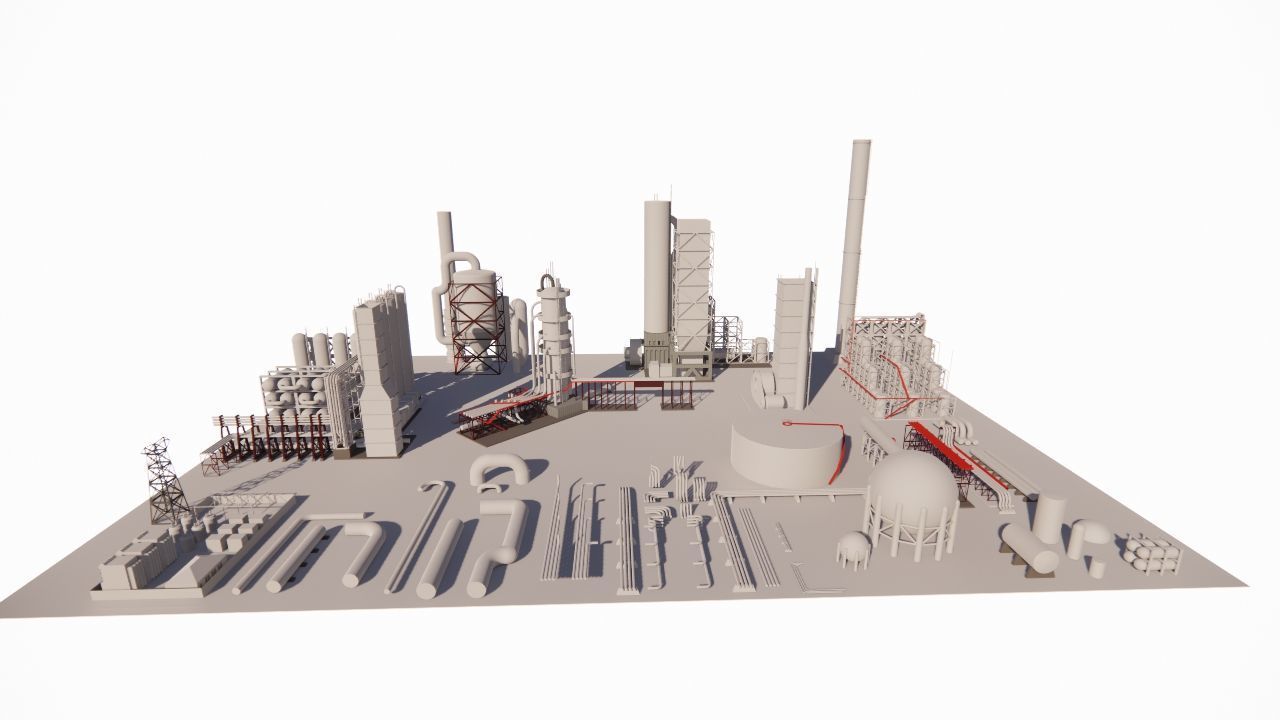 detailed and realistic representation of an industrial complex 3D model_1