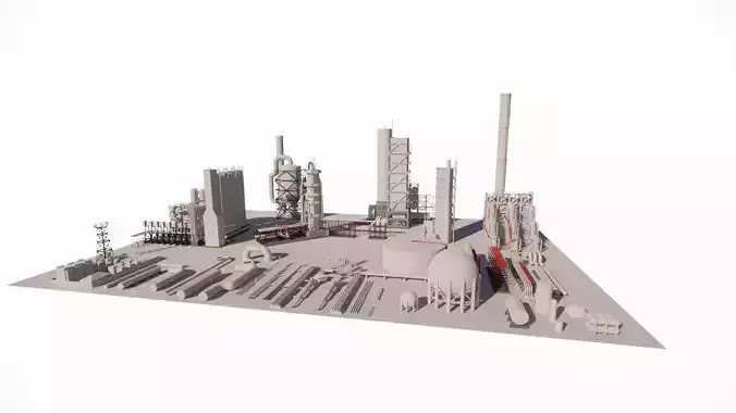 detailed and realistic representation of an industrial complex 3D model