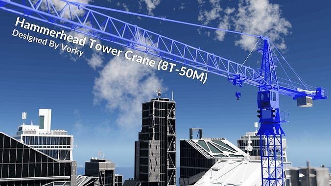 Hammerhead Tower Crane 8T-50M 3D model