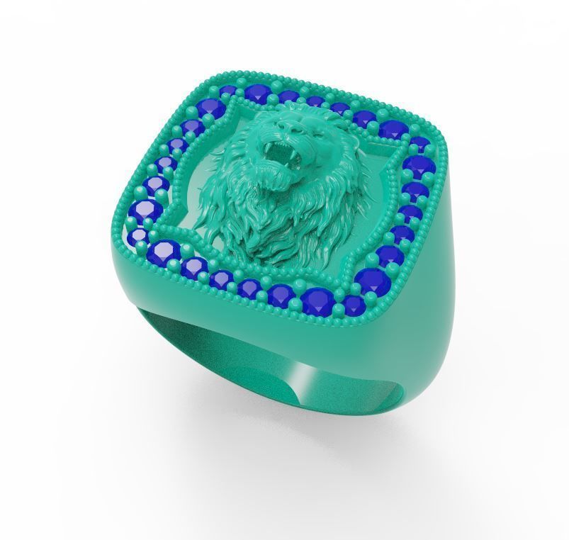 Lion ring 3D print model_4