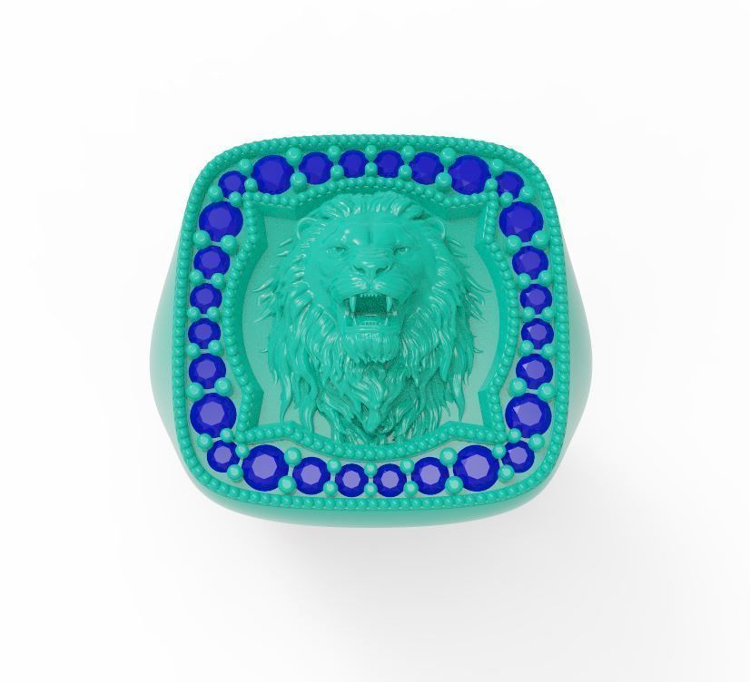 Lion ring 3D print model_2