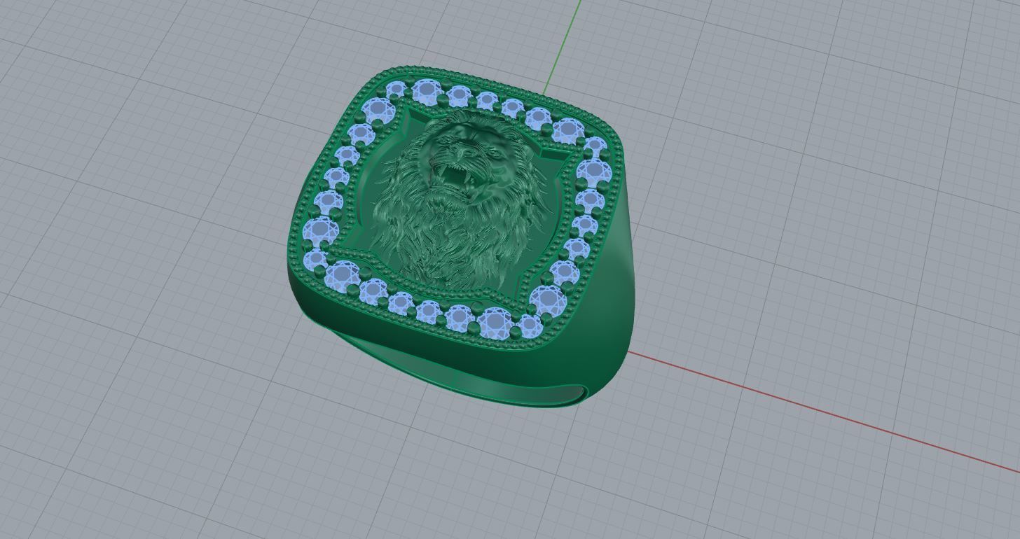 Lion ring 3D print model_3