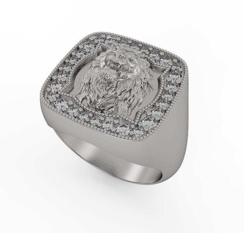 Lion ring 3D print model_1