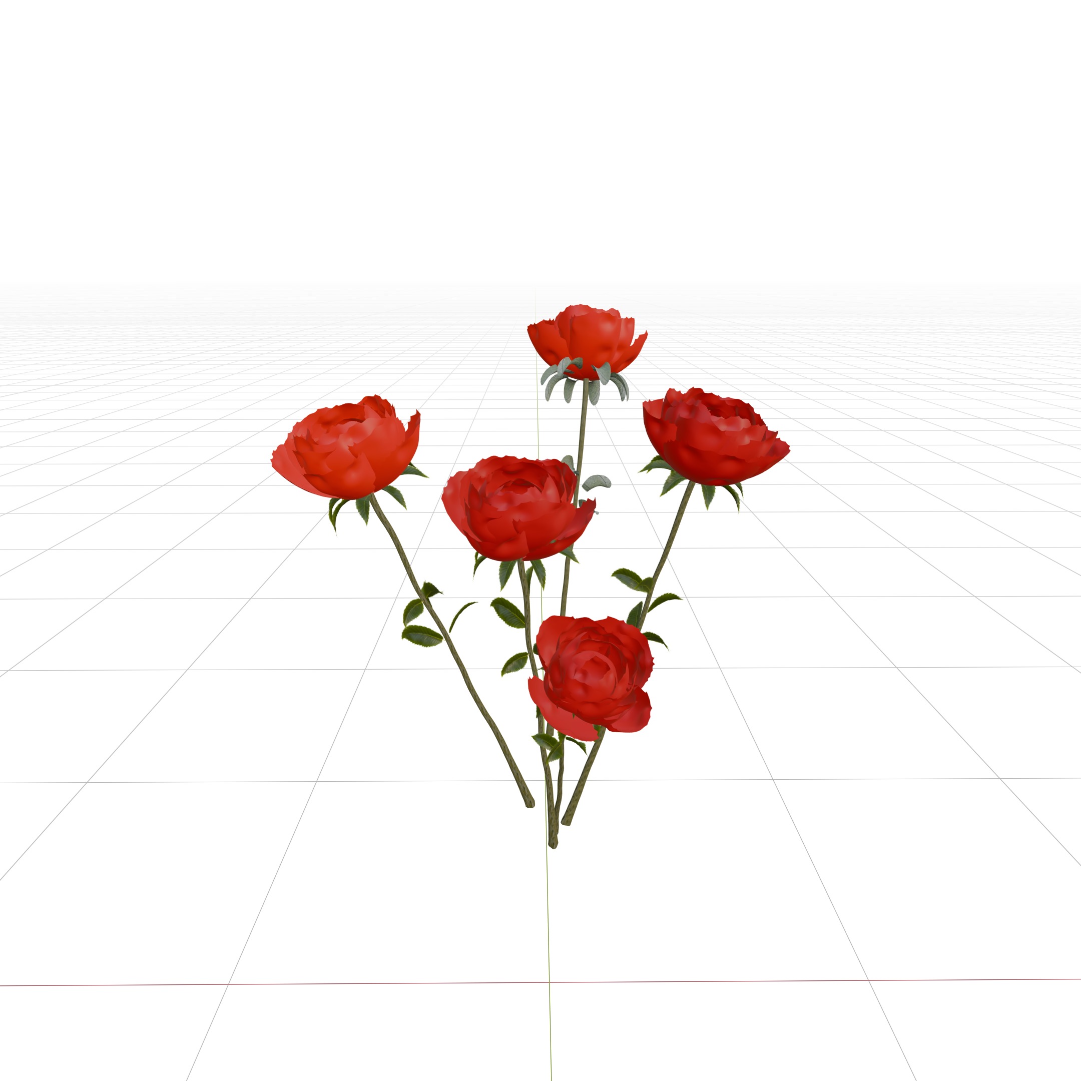 Different color rose in flower vases 3D model_3