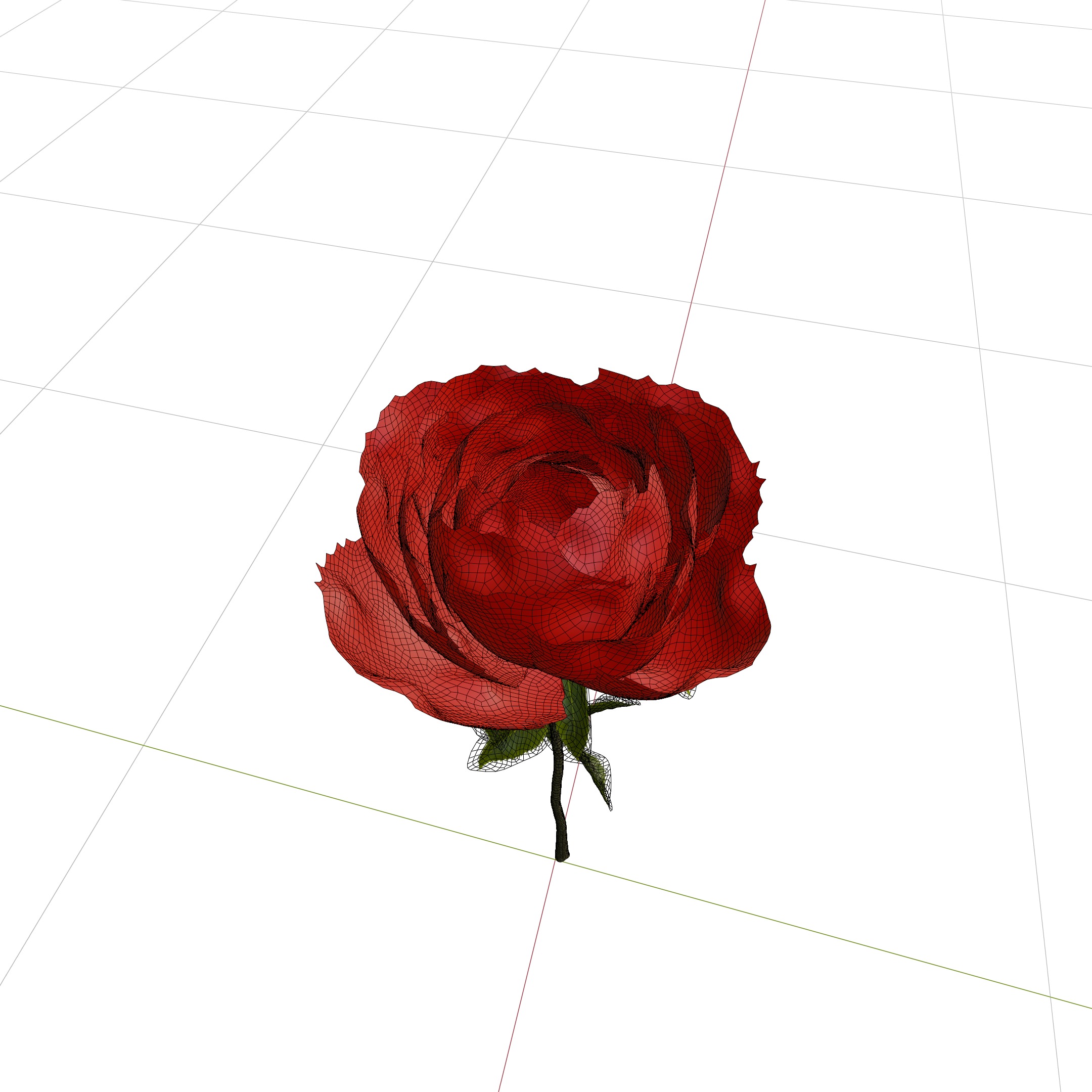 Different color rose in flower vases 3D model_5
