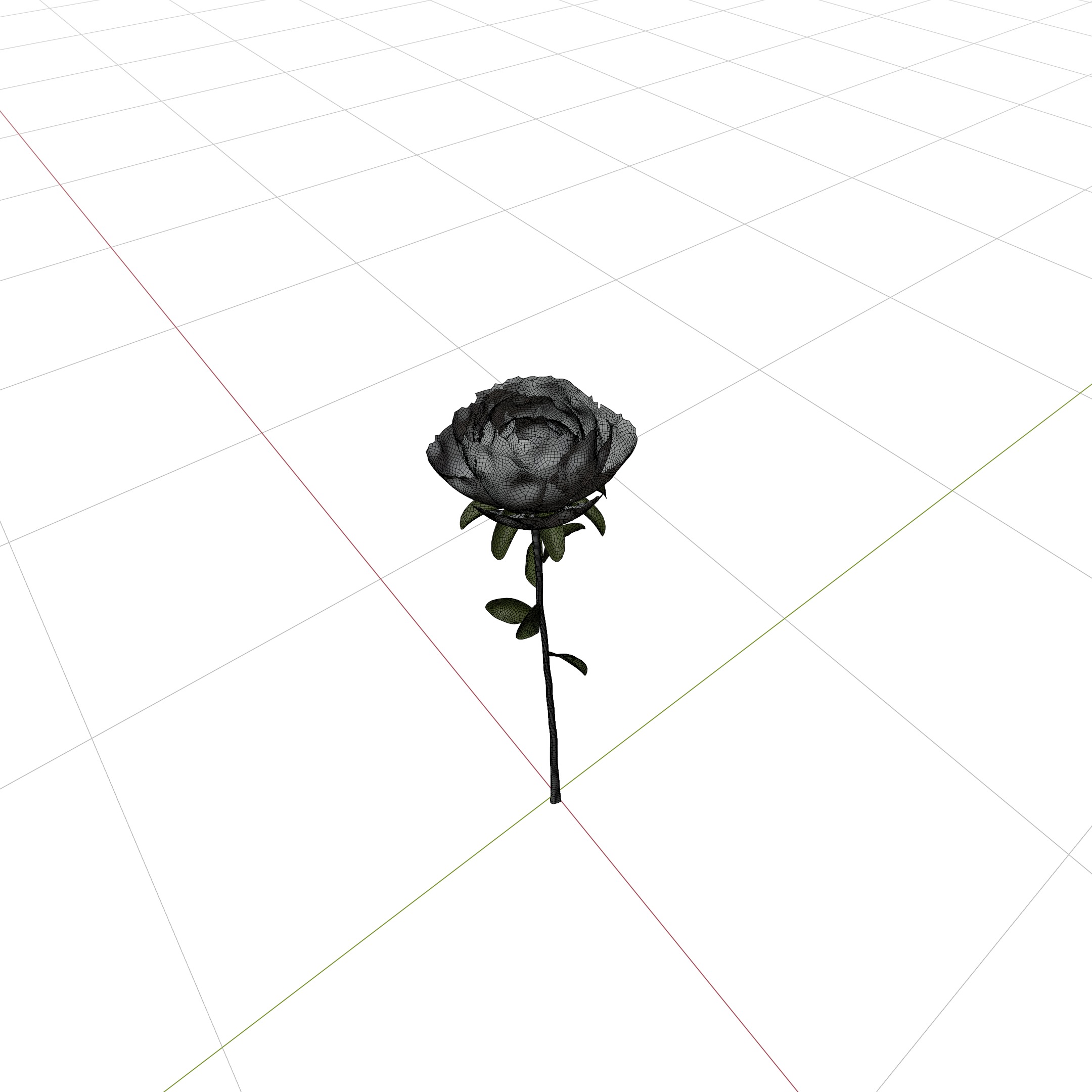 Different color rose in flower vases 3D model_14