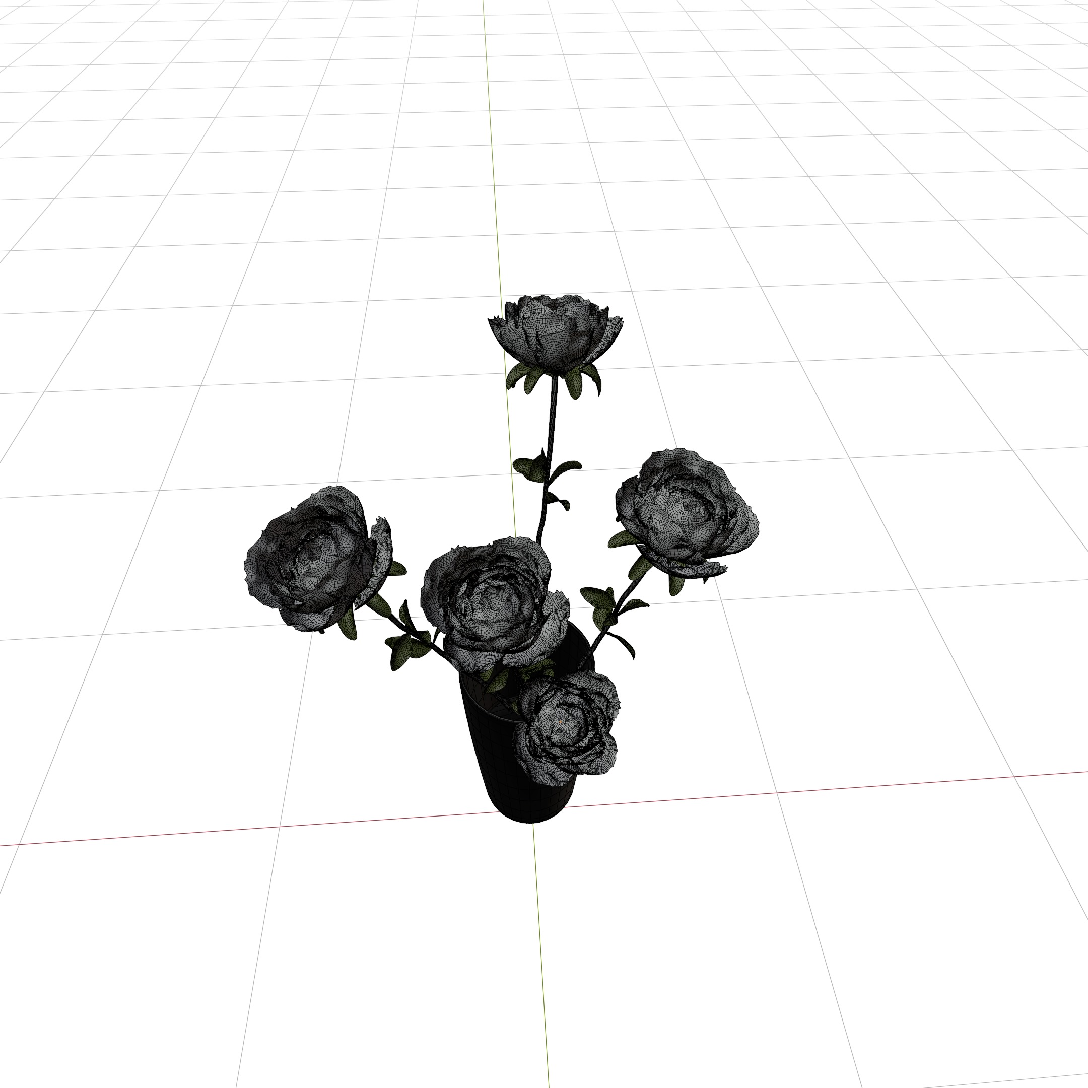 Different color rose in flower vases 3D model_13