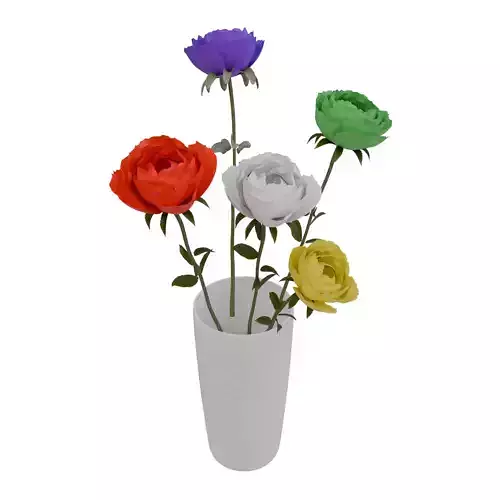 Different color rose in flower vases