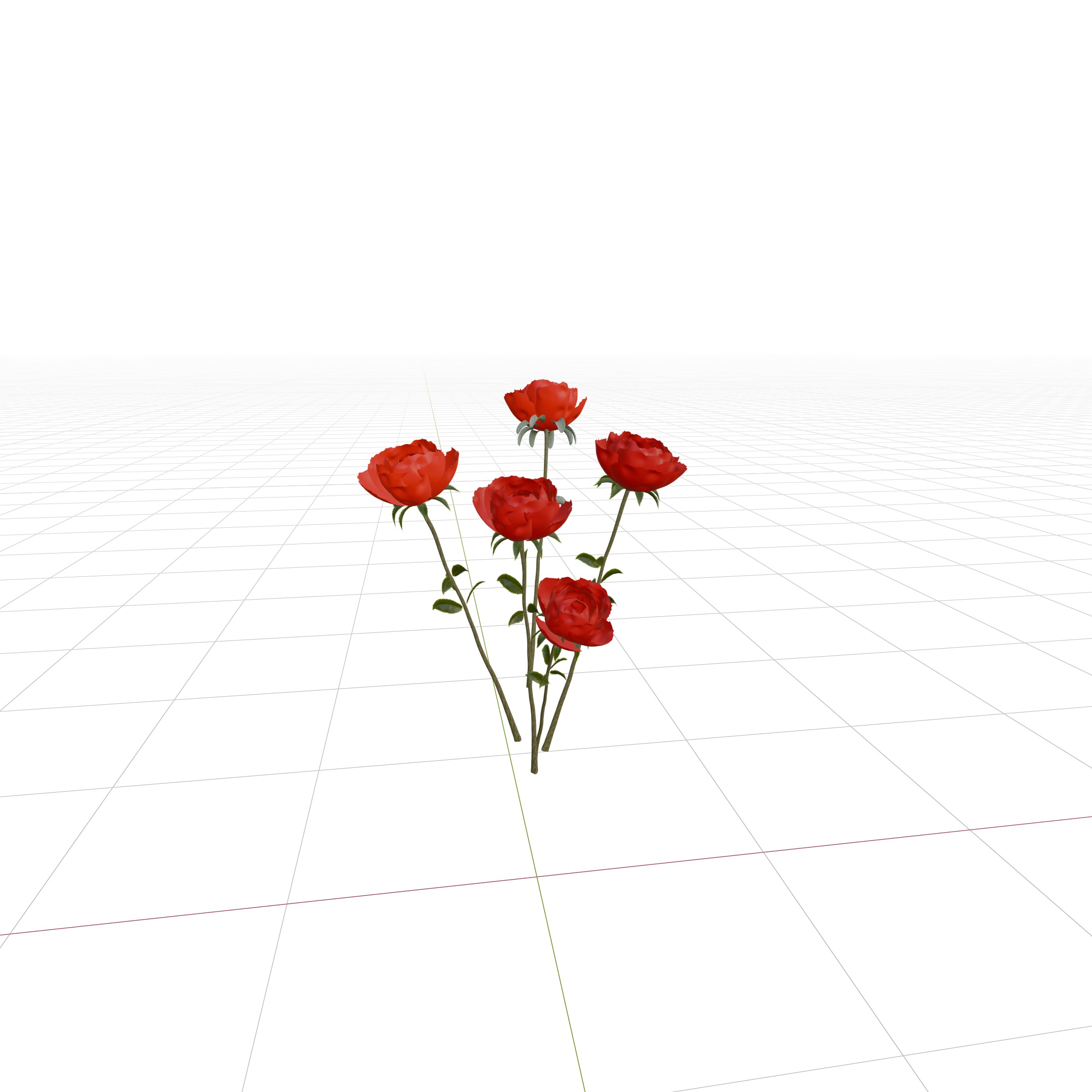 Different color rose in flower vases 3D model_6