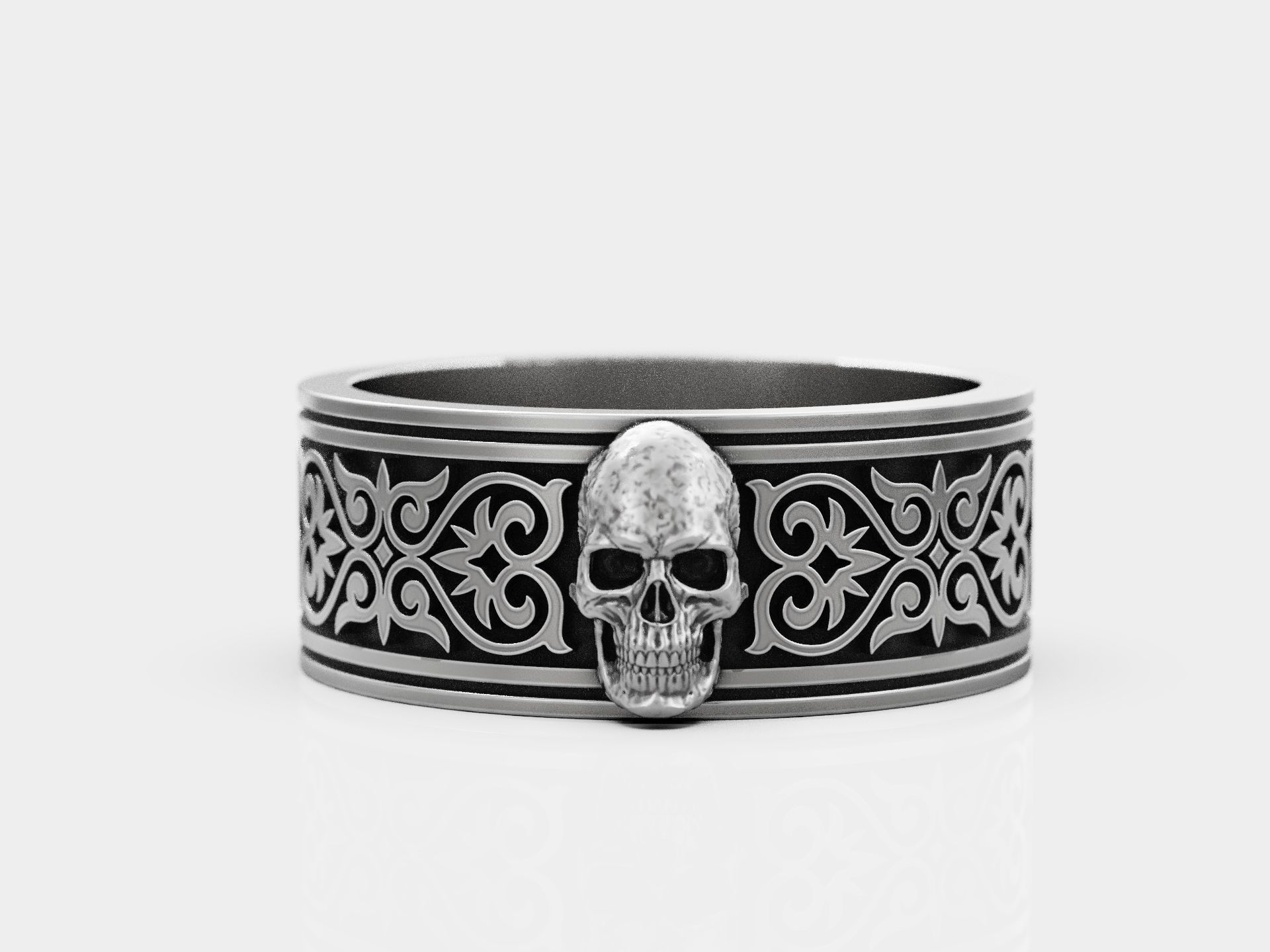 Skull Ring Gothic Ornate Band Design 3D print model_5