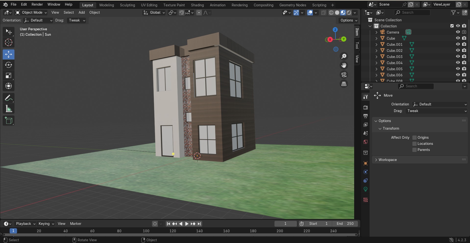 Exterior House Low-poly 3D model_1