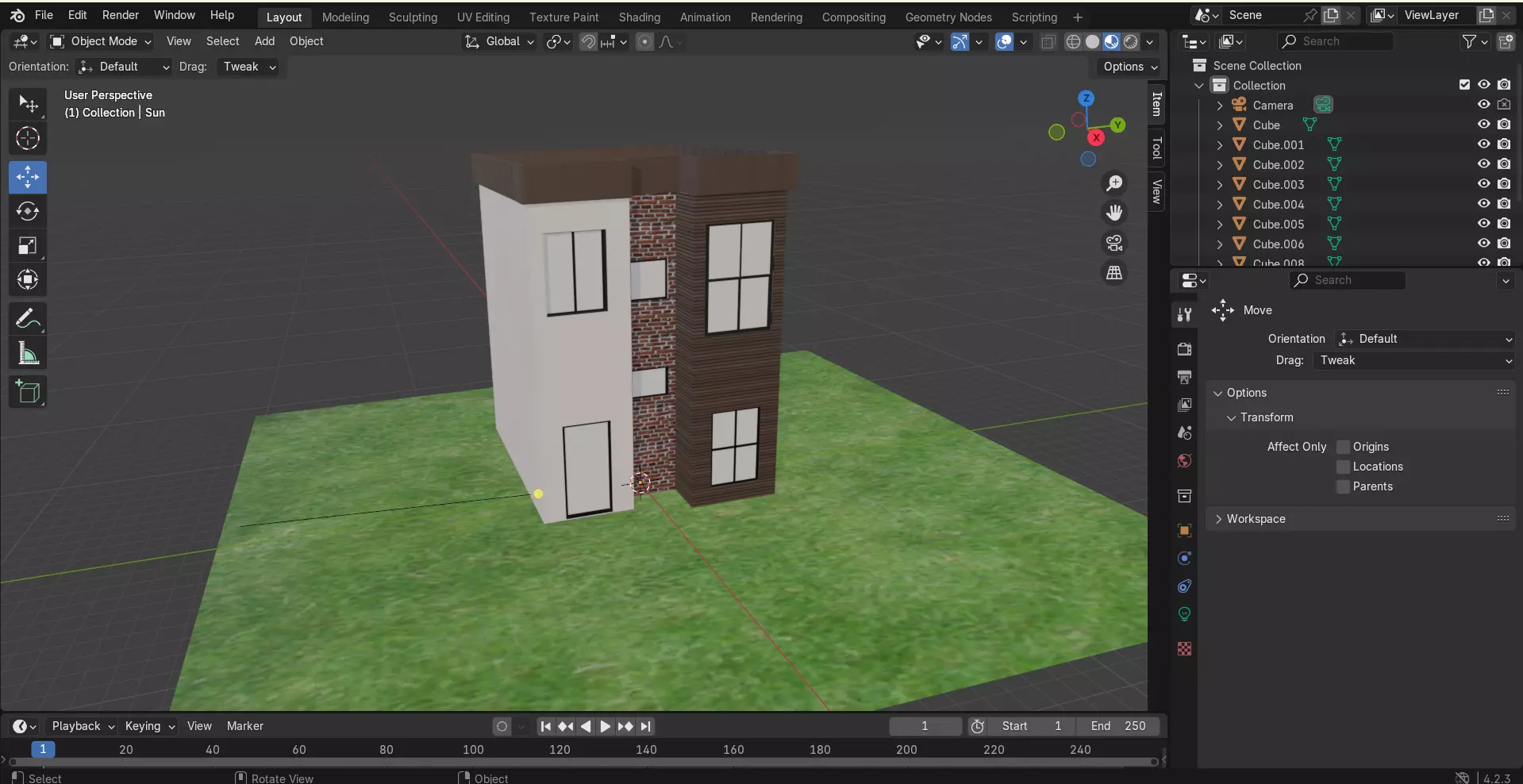 Exterior House Low-poly 3D model_0