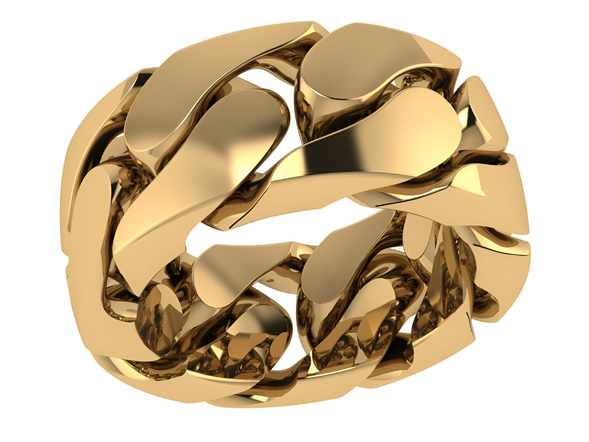 Monaco Cuban Chain Plain gold band 3D print model_1