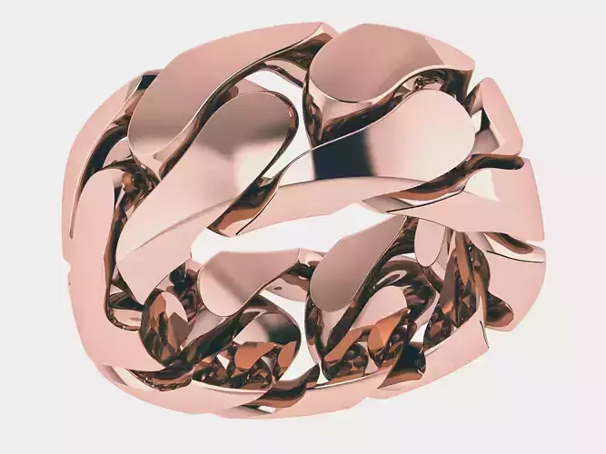 Monaco Cuban Chain Plain gold band 3D print model