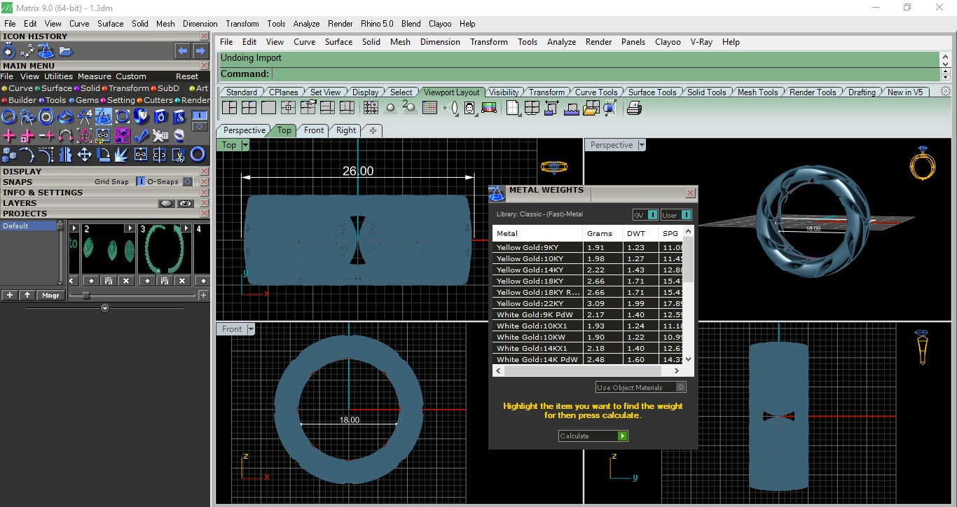 Monaco Cuban Chain Plain gold band 3D print model_3