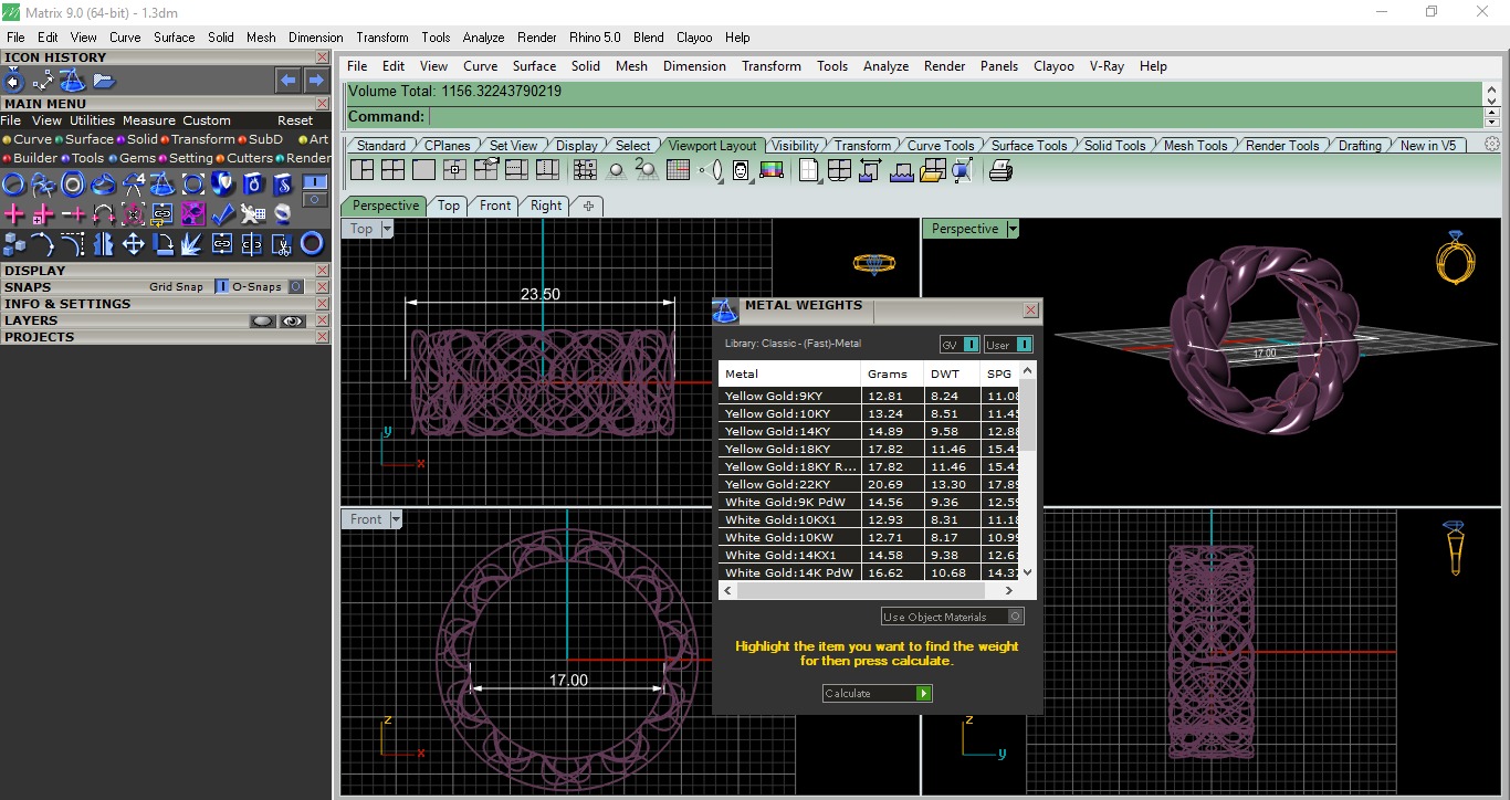 Monaco Cuban Chain Plain gold band ring 3D print model_3