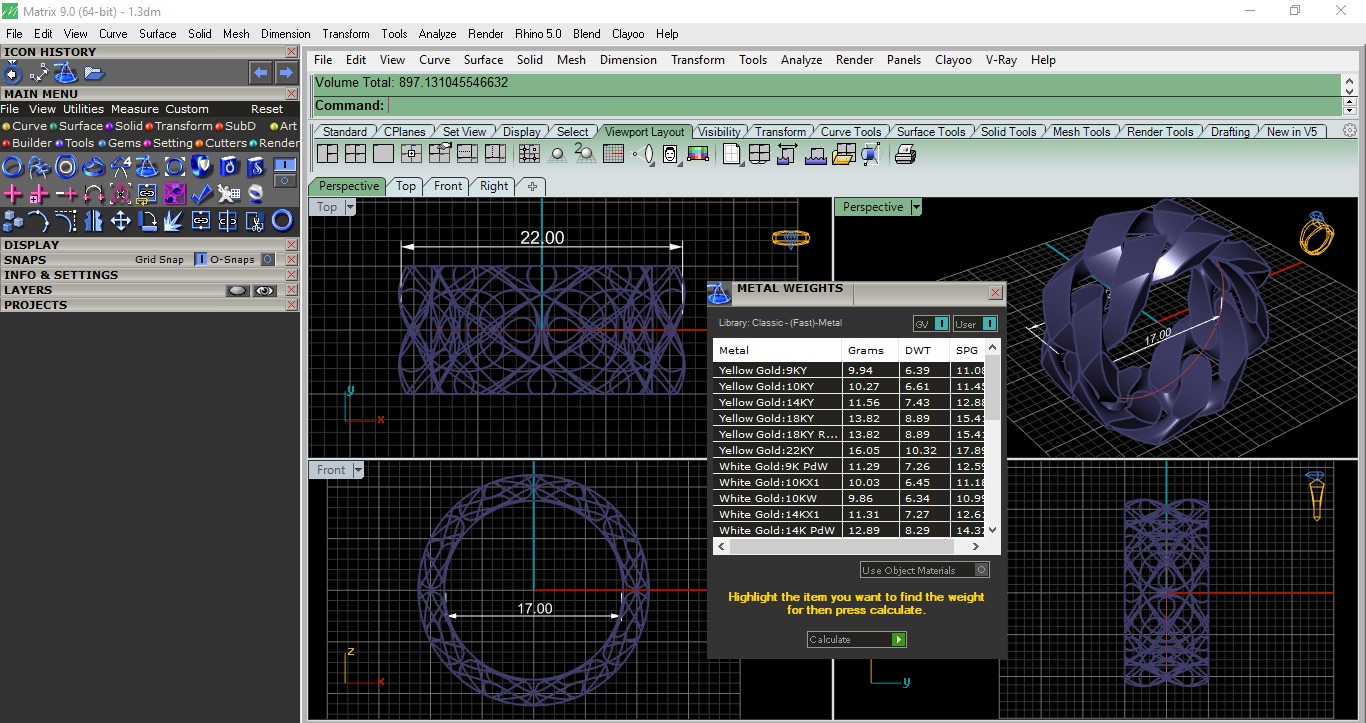 Monaco Cuban Chain Plain gold band ring 3D print model_3