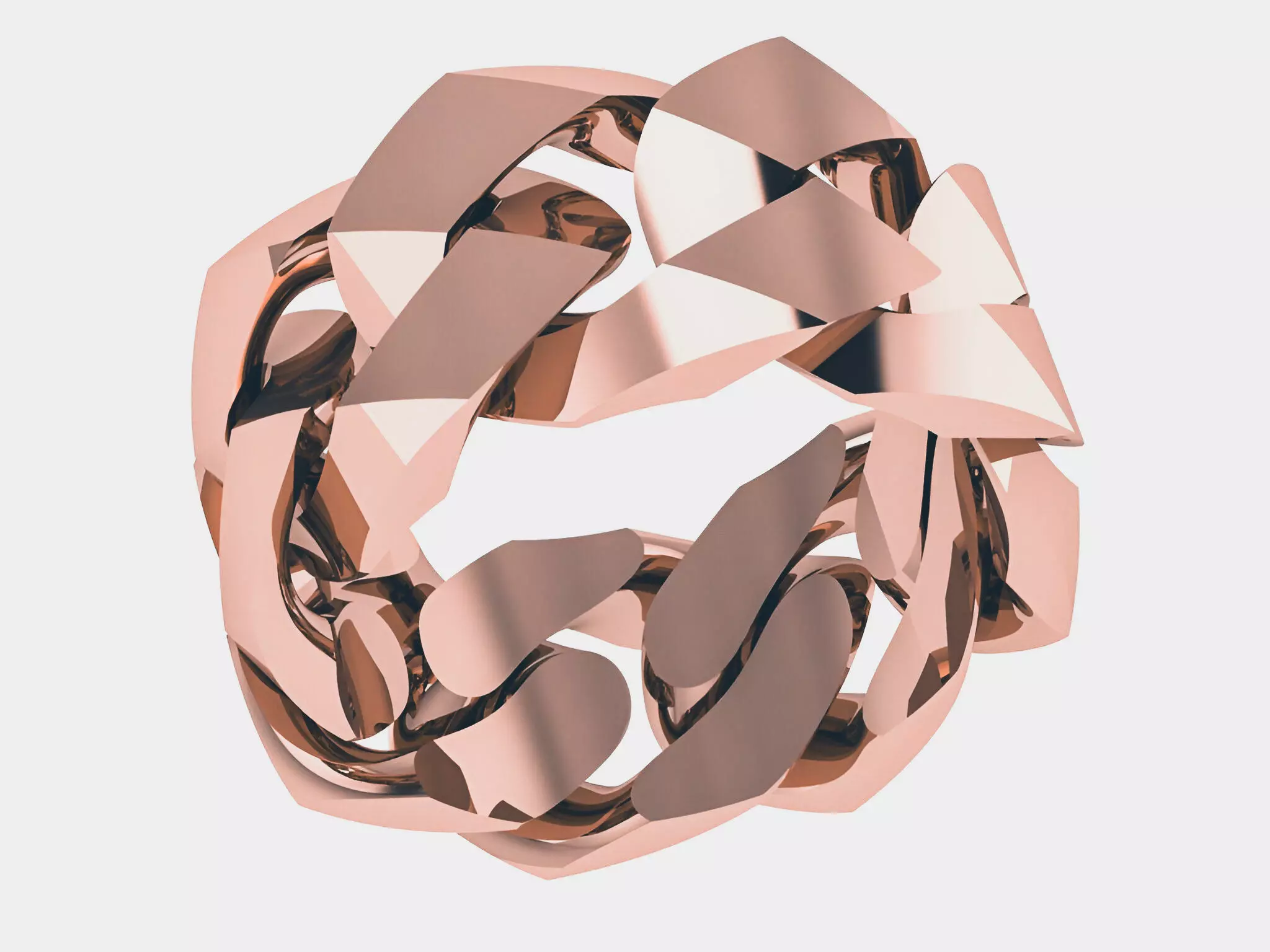 Monaco Cuban Chain Plain gold band ring 3D print model_0