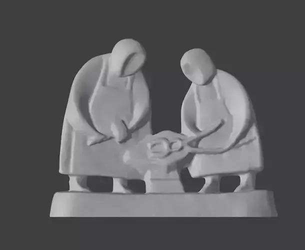 Minimalistic Abstract Miniature Statue of Two Metalsmiths 3D print model