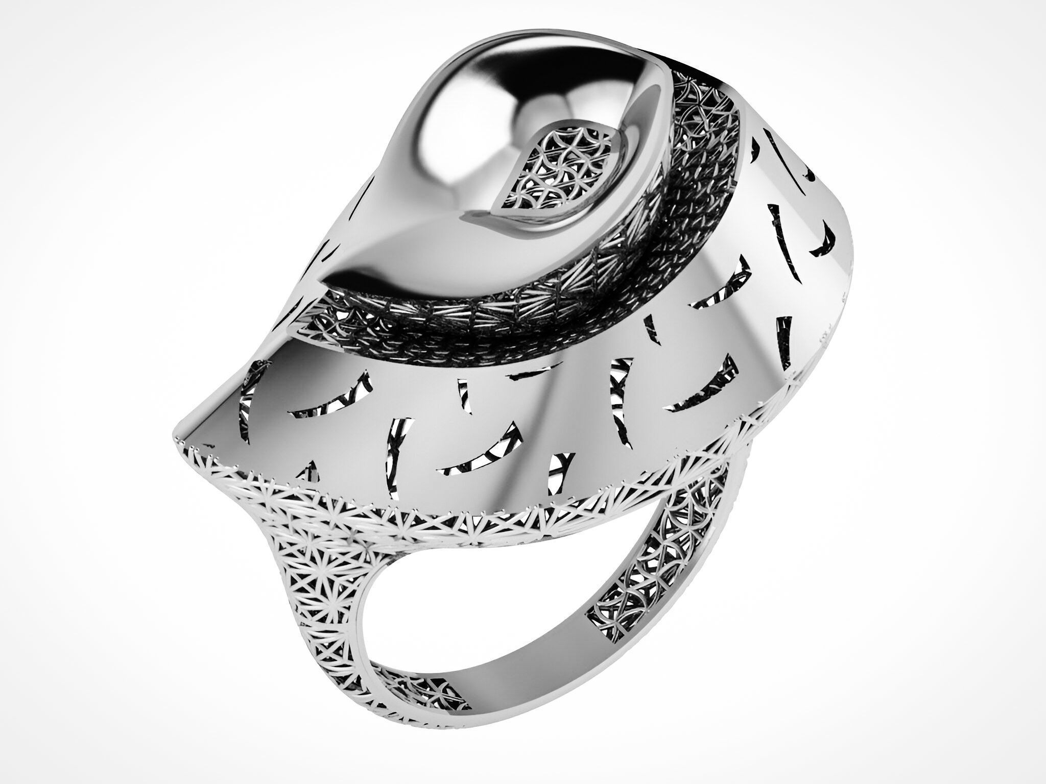 Wire Mesh Plain gold ring 3D print model_2