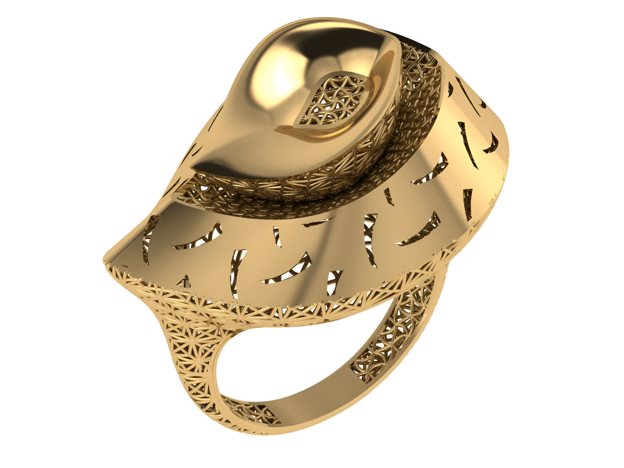 Wire Mesh Plain gold ring 3D print model_1