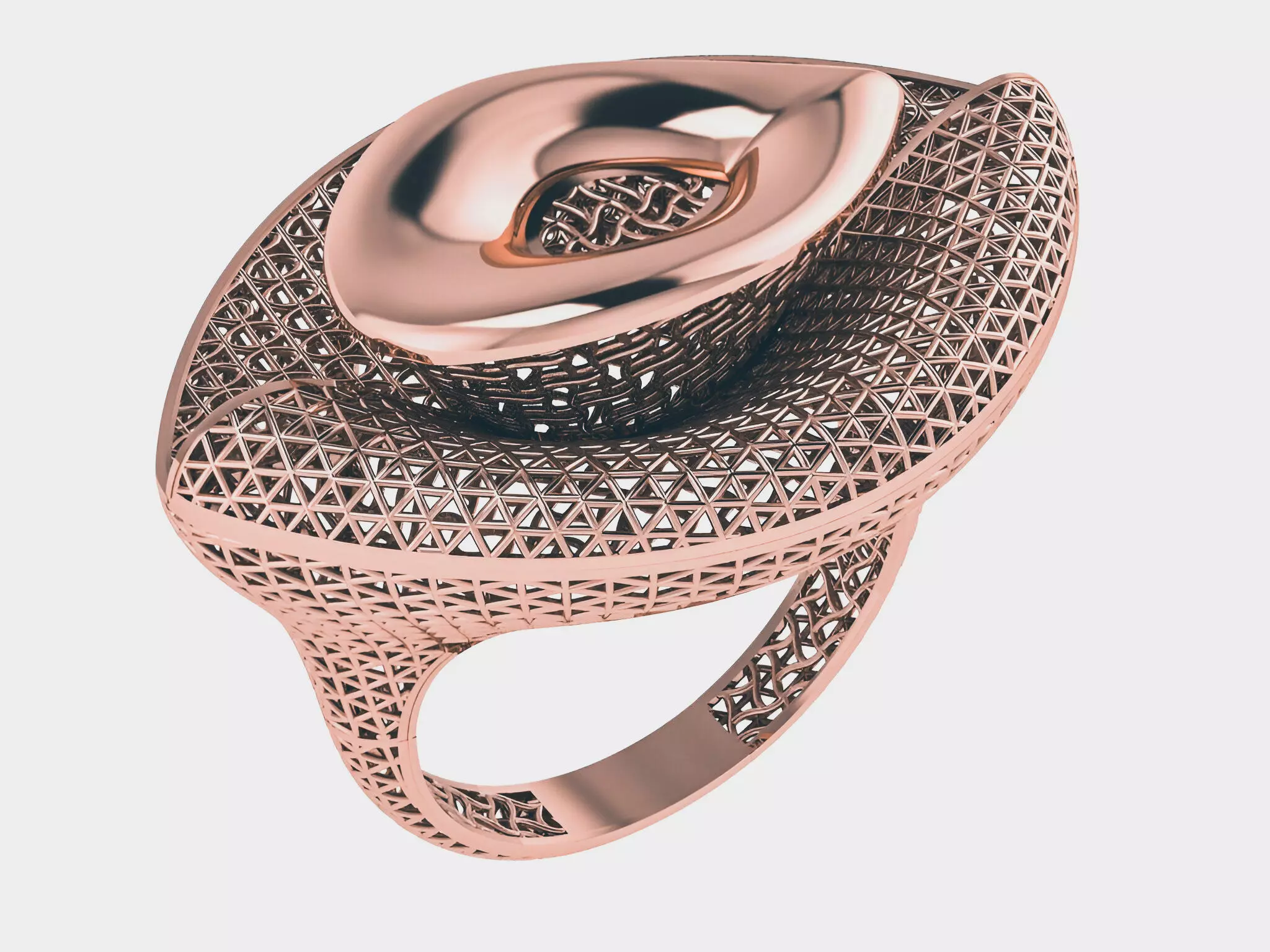 Wire Mesh Flower Plain gold ring 3D print model_0