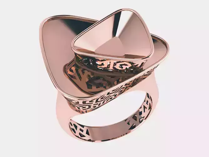 Triangular Flower Plain gold ring 3D print model