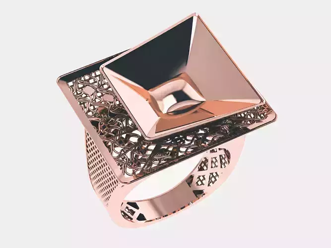 Wire Mesh Geometric Plain gold ring 3D print model