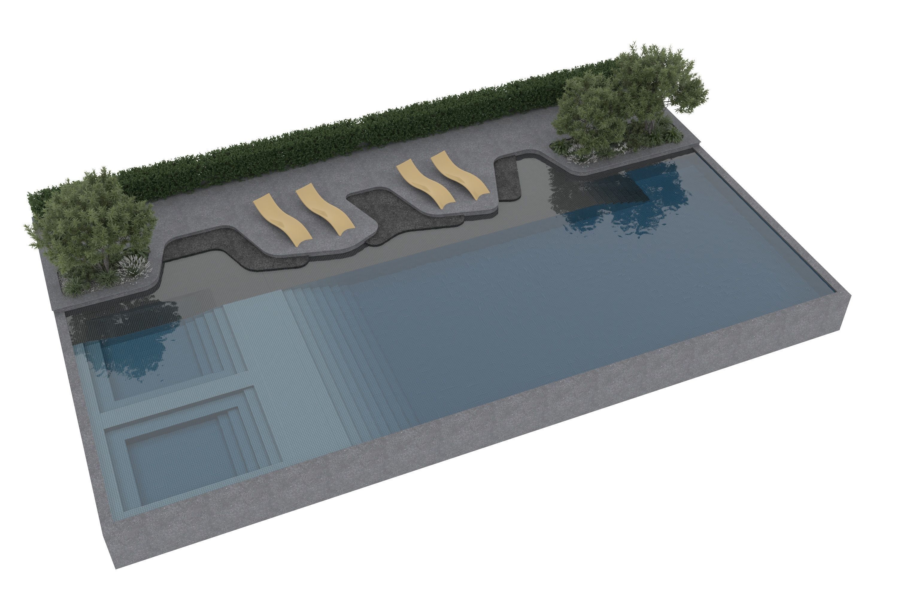 Swimming Pool Low-poly 3D model_1