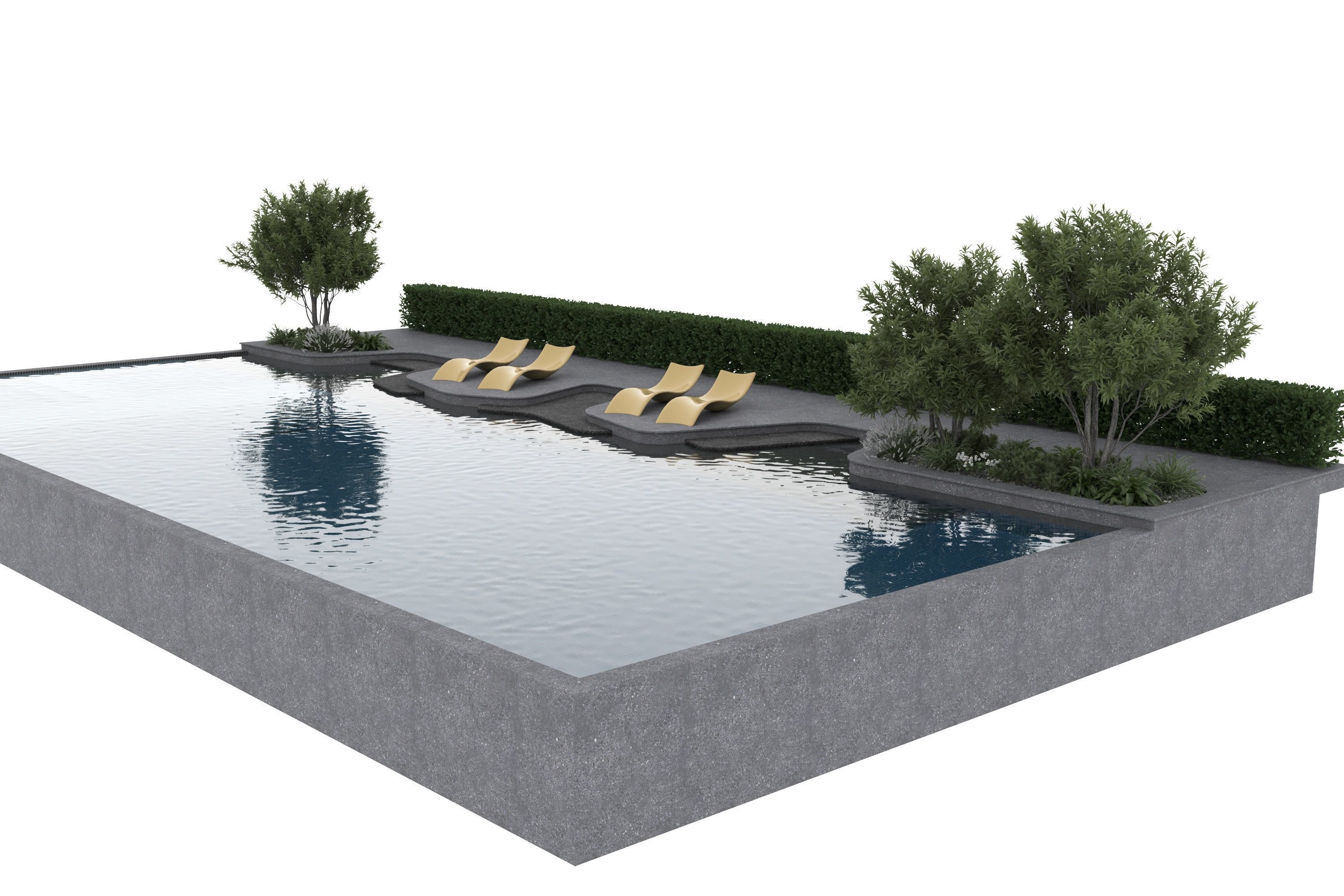Swimming Pool Low-poly 3D model_5
