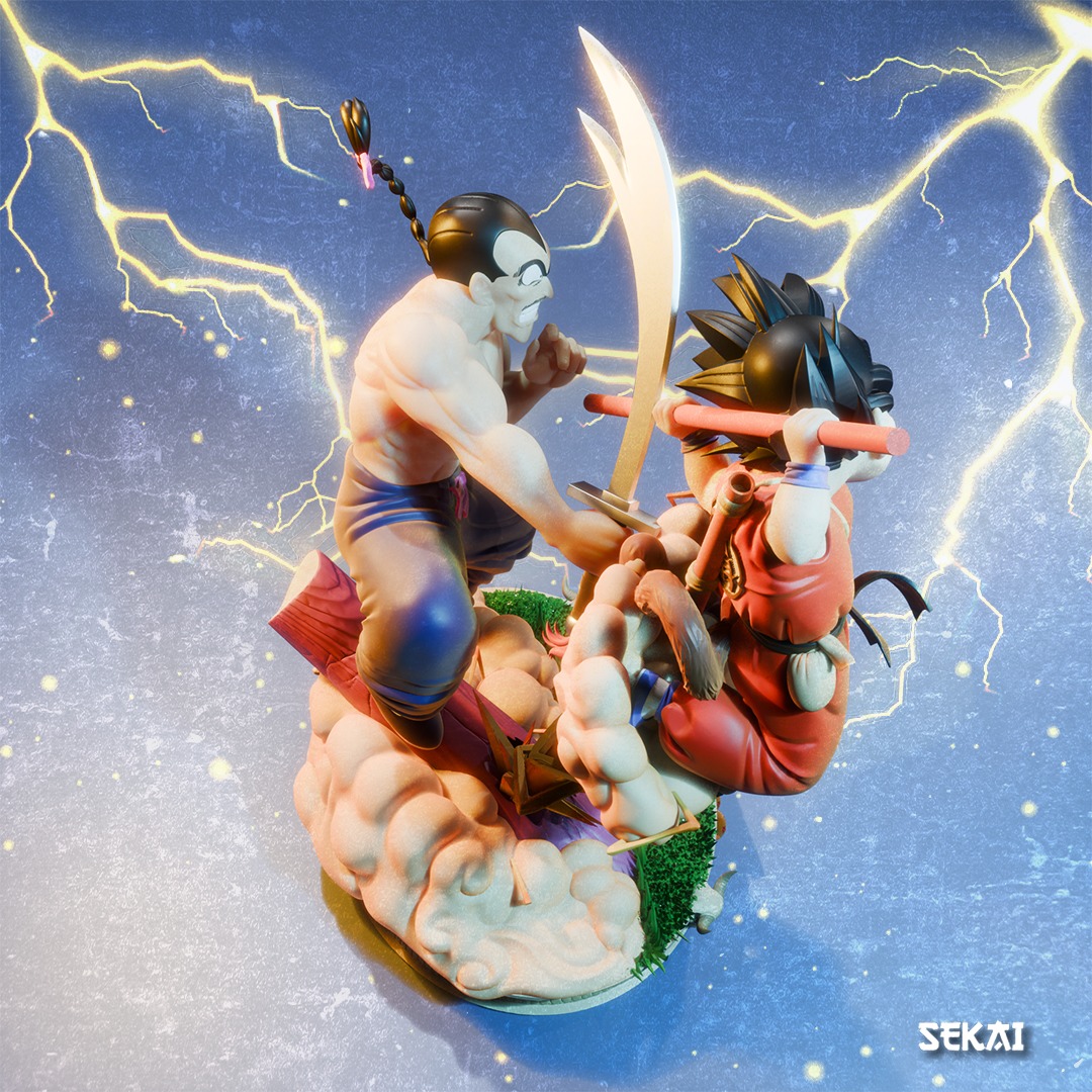 Goku and Tao Pai Pai Sculpture 3D print model_4