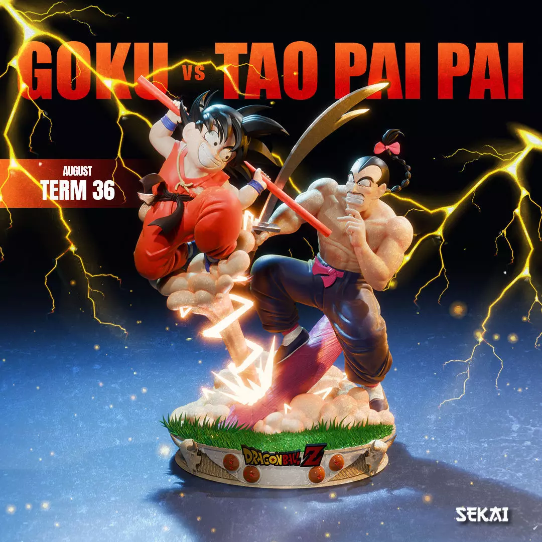 Goku and Tao Pai Pai Sculpture 3D print model_0