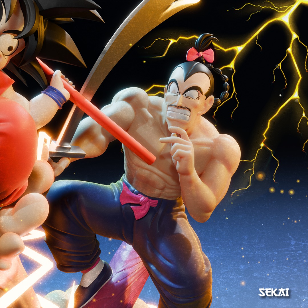 Goku and Tao Pai Pai Sculpture 3D print model_3