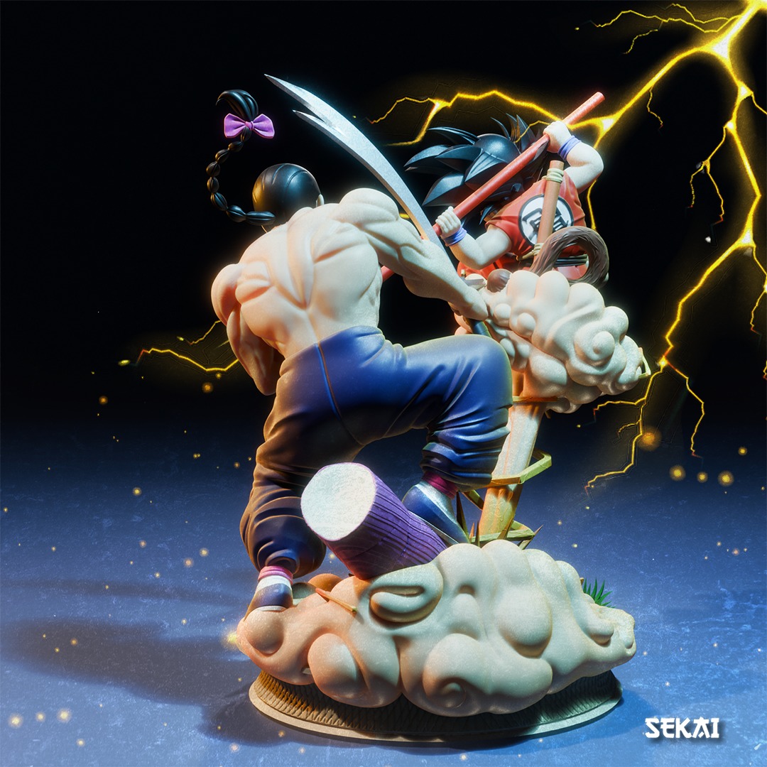 Goku and Tao Pai Pai Sculpture 3D print model_5
