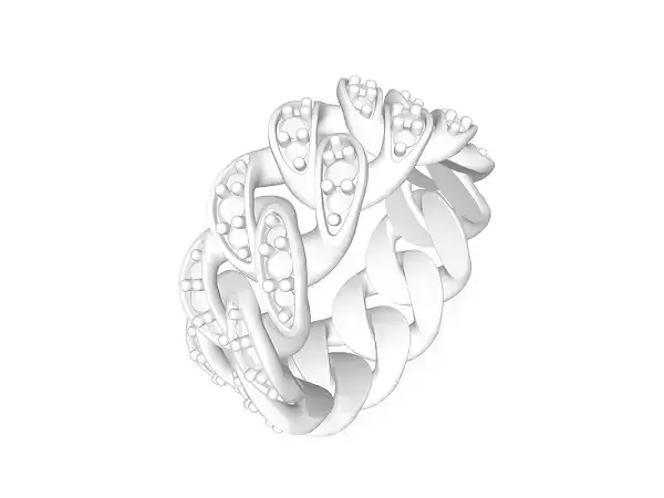 Solid Cuban Ring With Diamonds