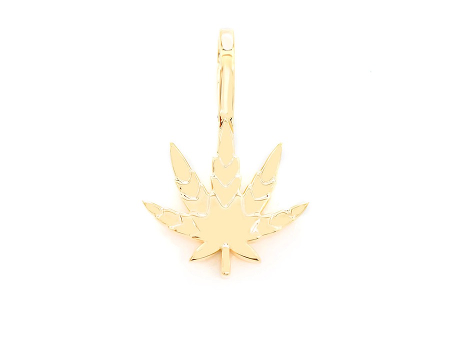 Mini Plain Cannabis Weed Leaf Pendant 3D model_1