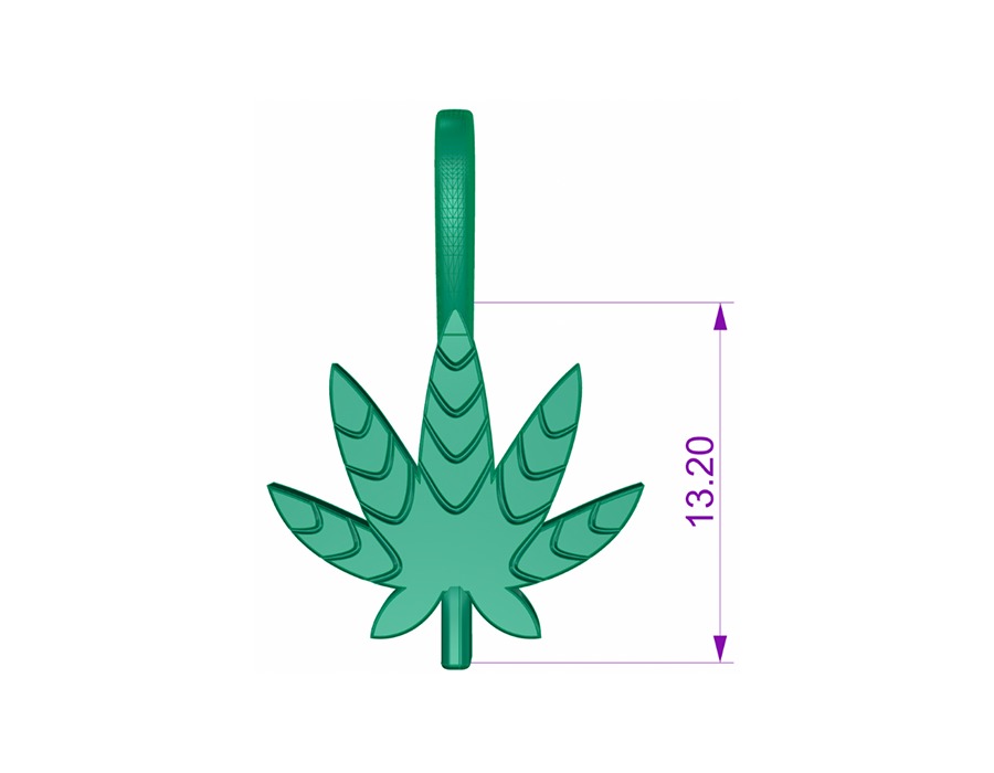 Mini Plain Cannabis Weed Leaf Pendant 3D model_2