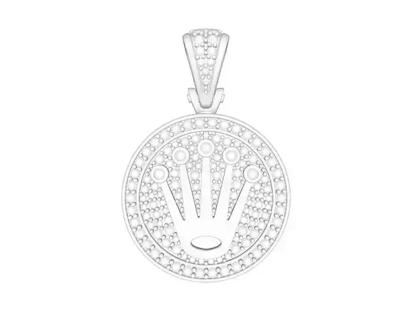 Rolex Crown Flooded Diamond Pendant 3D model
