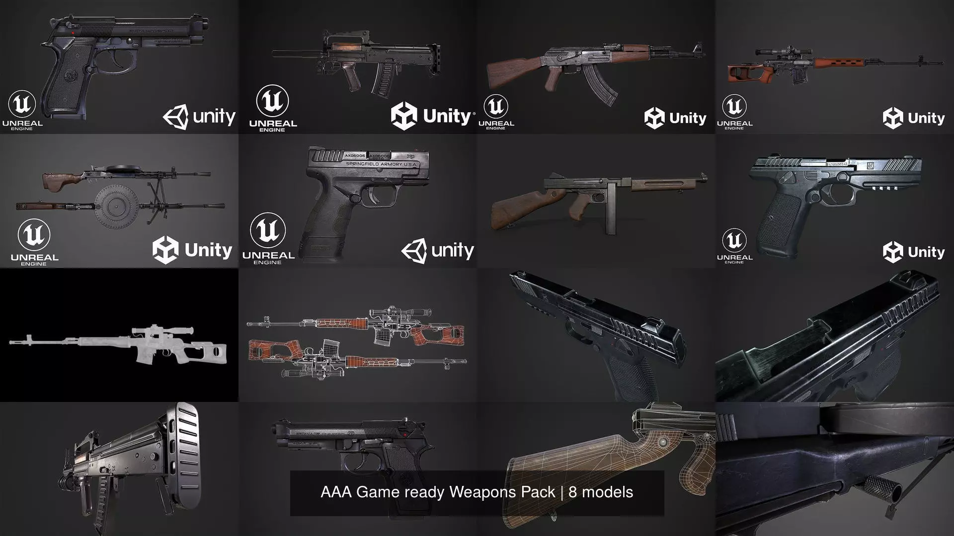 AAA Game ready Weapons Pack 3D Model Collection_0