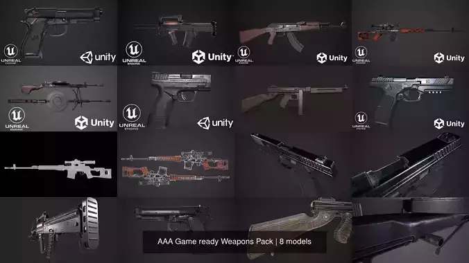 AAA Game ready Weapons Pack 3D Model Collection