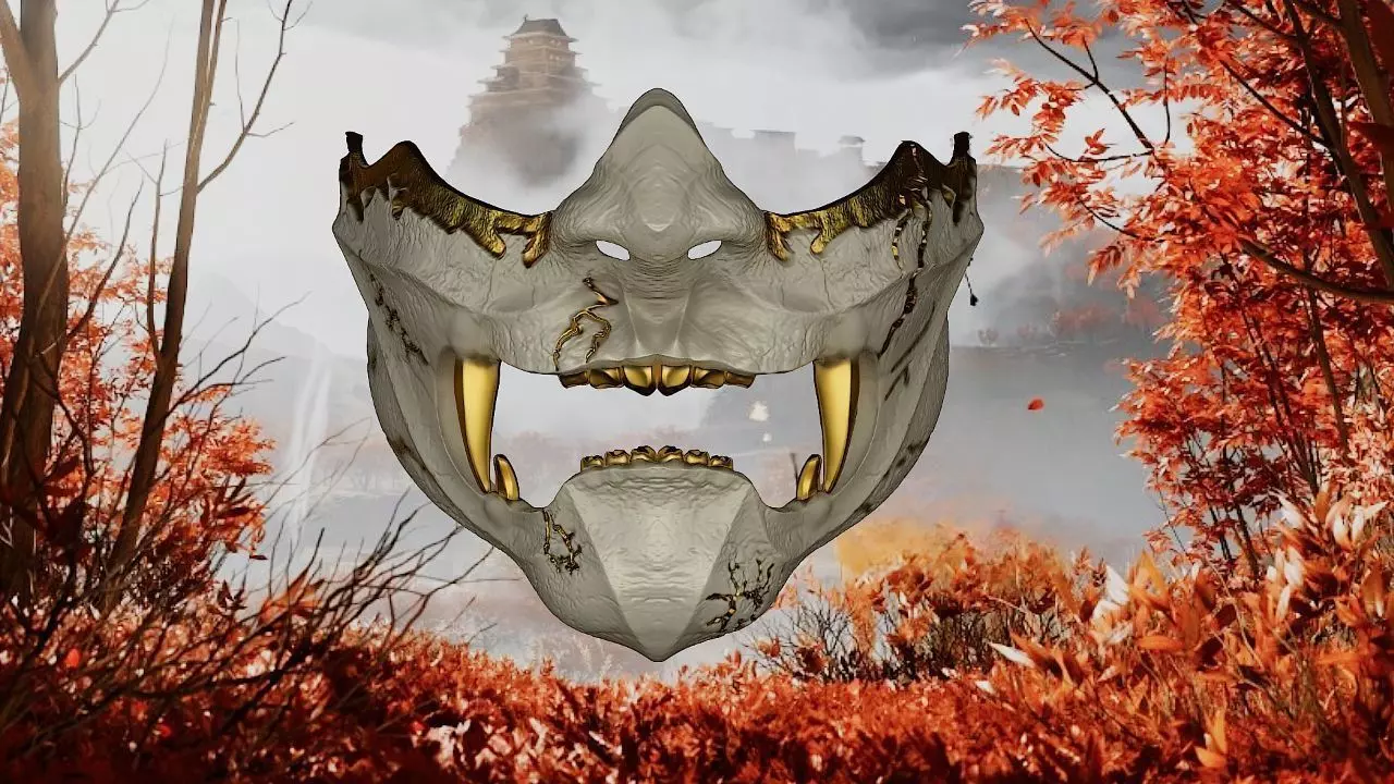 Ghost of Yotei style oni mask 3D print model_0