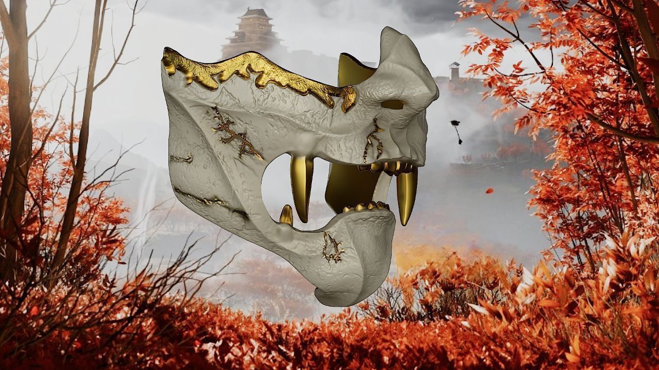 Ghost of Yotei style oni mask 3D print model_4