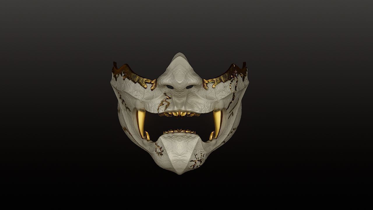 Ghost of Yotei style oni mask 3D print model_1
